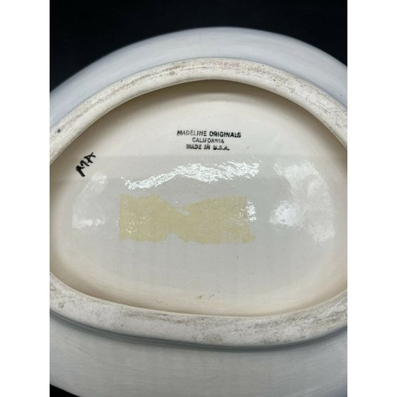 Madeline Originals MCM Blue Floral Pottery Ashtray 10x7 - Picture 3 of 11